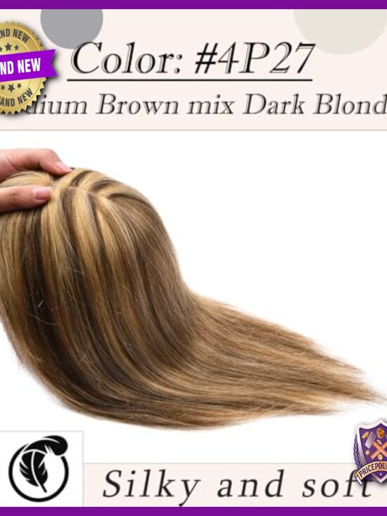 Human Hair Topper with Bangs for Thinning Hair - Clip-In Hairpiece main image 4